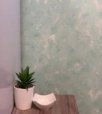 Akvarell hatású felhős zöld tapéta 539143 