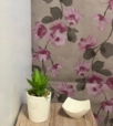 Rózsaszín akvarell hatású virágmintás vlies design tapéta 15705 