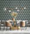Smaragdzöld/Arany art déco íves mintás vlies tapéta G68085