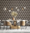 Barna/Bronz art déco íves mintás vlies tapéta G68087