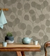 Taupe / Szürkésbarna Levélmintás Vlies Tapéta 34809