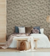 Taupe / Szürkésbarna Levélmintás Vlies Tapéta 34809