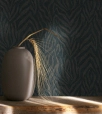 Sötétzöld / Antracit Zebra Mintás Vlies Tapéta 34817
