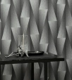 3D hatású, geometrikus mintás vlies tapéta, fekete / ezüst 10526-29