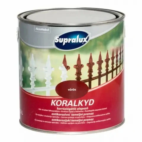 Supralux Koralkyd Korróziógátló Alapozó Vörös 2,5 L