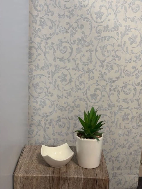 Barokk mintás bézs kék tapéta 3544 