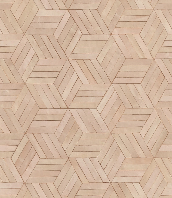 3D hatású, geometriai famintás vlies tapéta meleg bézs és világosbarna 89001