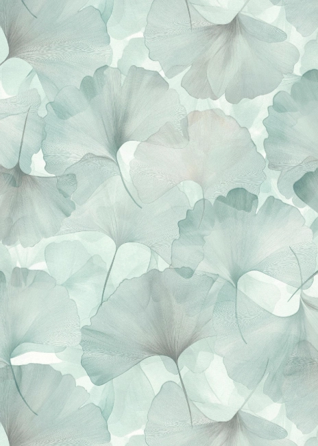 Menta-Zöld Ginkgo Levélmintás Vlies Tapéta 10470-18
