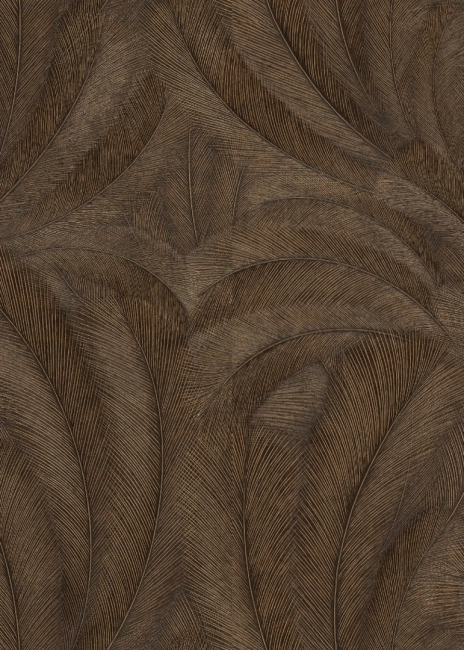 Csokoládébarna-Réz Tollmintás Vlies Tapéta 10476-48
