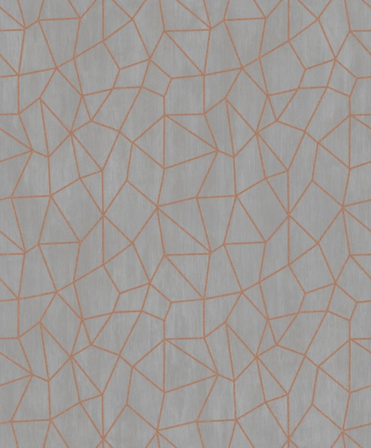 Szürke/Vörösréz geometriai mintás vlies tapéta G67701