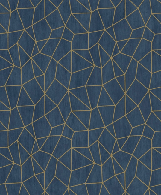 Sötétkék/Arany geometriai mintás vlies tapéta G68082