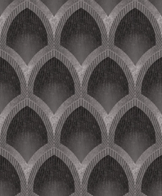 Fekete/Ezüst art déco íves mintás vlies tapéta G68084