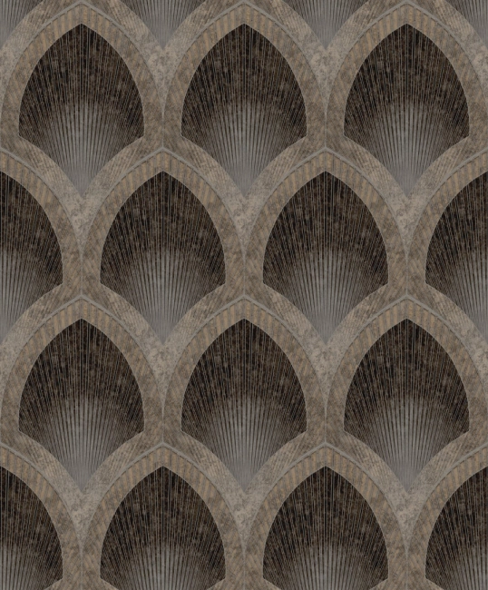 Barna/Bronz art déco íves mintás vlies tapéta G68087