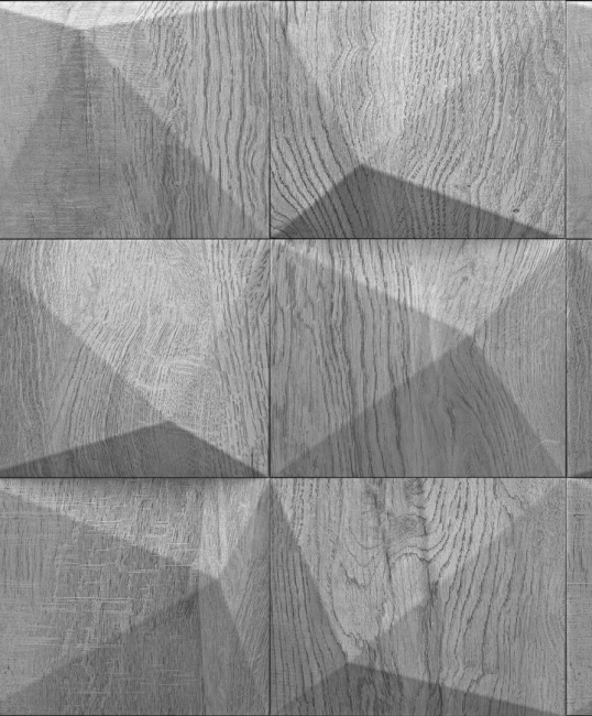 Szürke / Ezüstesszürke 3D Fa- és Kazettás Mintás Vlies Tapéta 34854