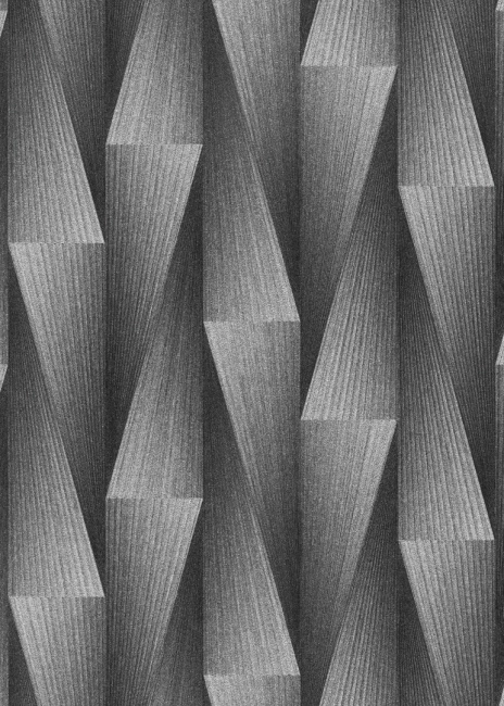 3D hatású, geometrikus mintás vlies tapéta, fekete / ezüst 10526-29