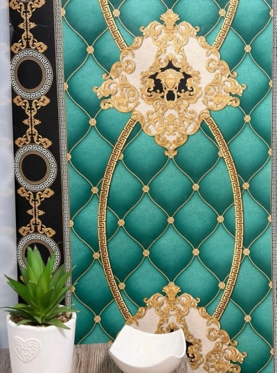 Versace mintás zöld arany tapéta 1552 