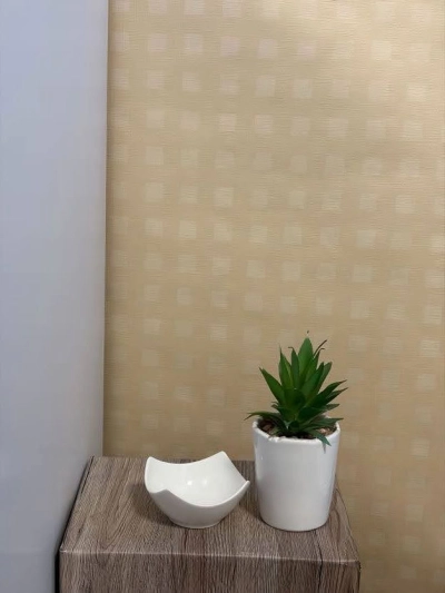 Négyzet mintás bézs tapéta 20404 