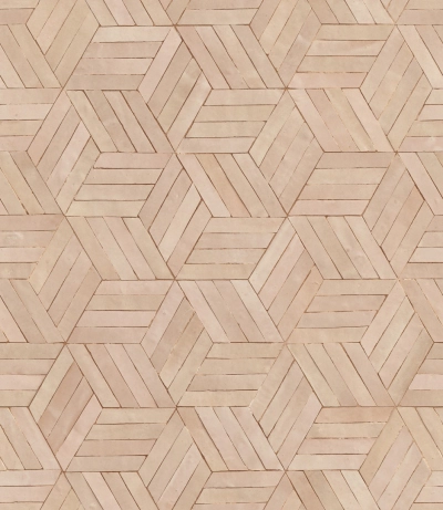 3D hatású, geometriai famintás vlies tapéta meleg bézs és világosbarna 89001