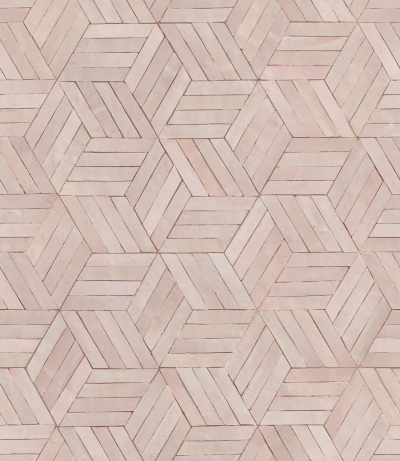 3D hatású, geometriai famintás vlies tapéta pasztell rózsaszín és púder 89002