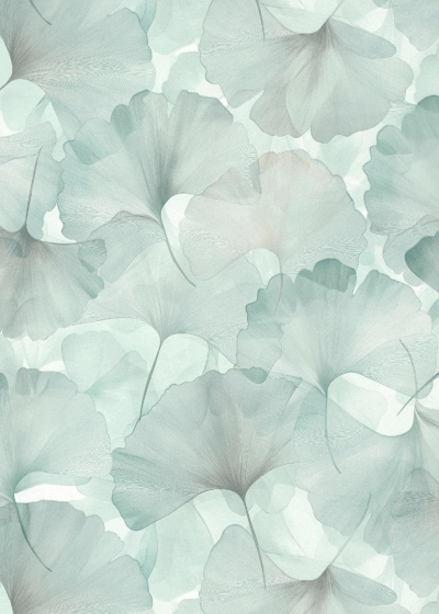 Menta-Zöld Ginkgo Levélmintás Vlies Tapéta 10470-18