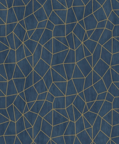 Sötétkék/Arany geometriai mintás vlies tapéta G68082