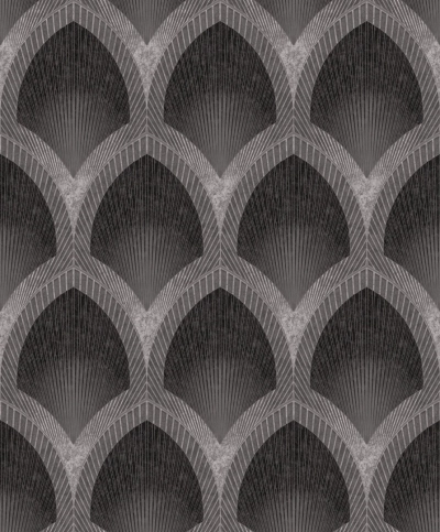 Fekete/Ezüst art déco íves mintás vlies tapéta G68084