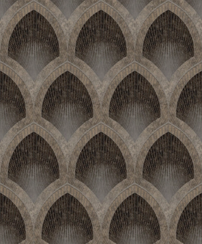 Barna/Bronz art déco íves mintás vlies tapéta G68087