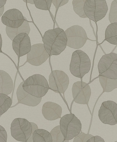 Taupe / Szürkésbarna Levélmintás Vlies Tapéta 34809
