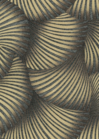 Legyezőmintás vlies tapéta, fekete / arany 10525-15
