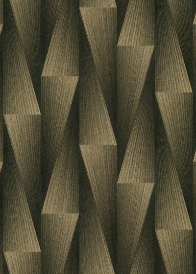 3D hatású, geometrikus mintás vlies tapéta, fekete / arany 10526-15